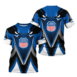 Railspirit Personalized Union Pacific Railroad T-Shirt Vibrant Graphic Pattern Big Boy Shirt For Train Enthusiasts