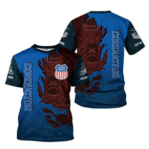 Railspirit Personalized Union Pacific Railroad T-Shirt Blazing Style with Custom Position Big Boy Train Shirt