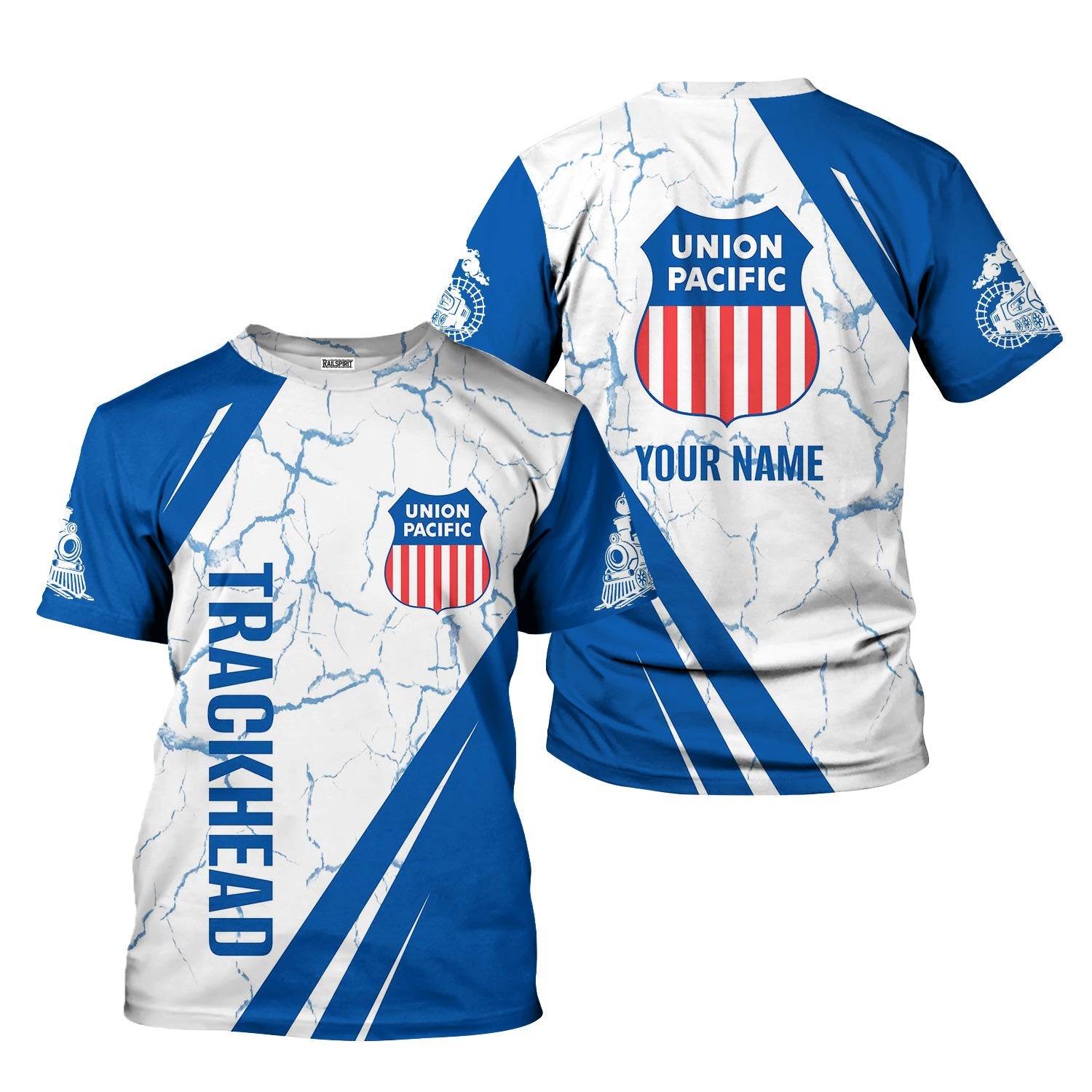 Railspirit Personalized Union Pacific Railroad T-Shirt Crackle Texture Style Big Boy Shirt For Trackhead