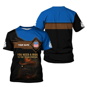 Railspirit Personalized Union Pacific Railroad T-Shirt You Need A Ride To The Train Station Big Boy Shirt For Train Lovers