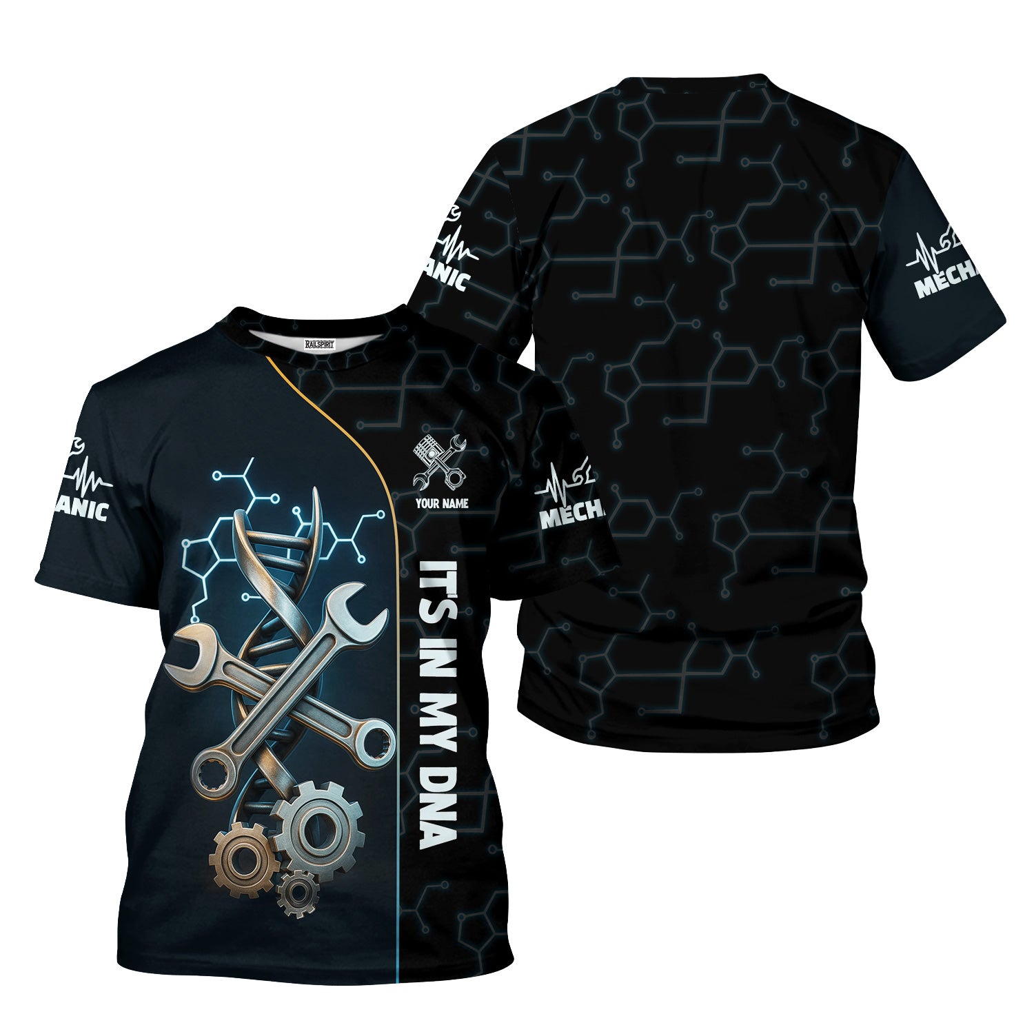 Personalized It’s In My DNA Mechanic Shirt, Wrench DNA Design, Perfect Gift For Auto Technicians, Apparel Mechanic Shirt