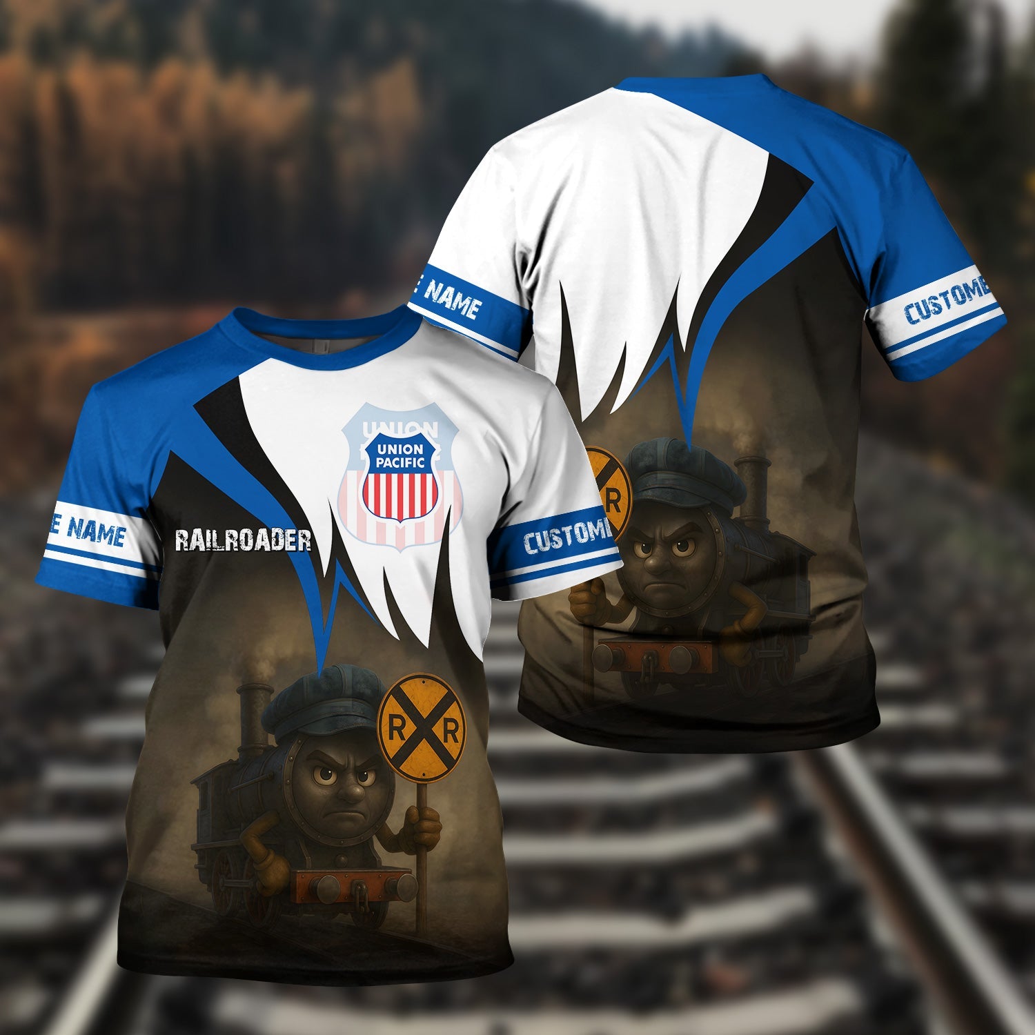 Railspirit Personalized Union Pacific Railroad T-Shirt Angry Train Big Boy T-Shirt Gift Idea For Train Lover