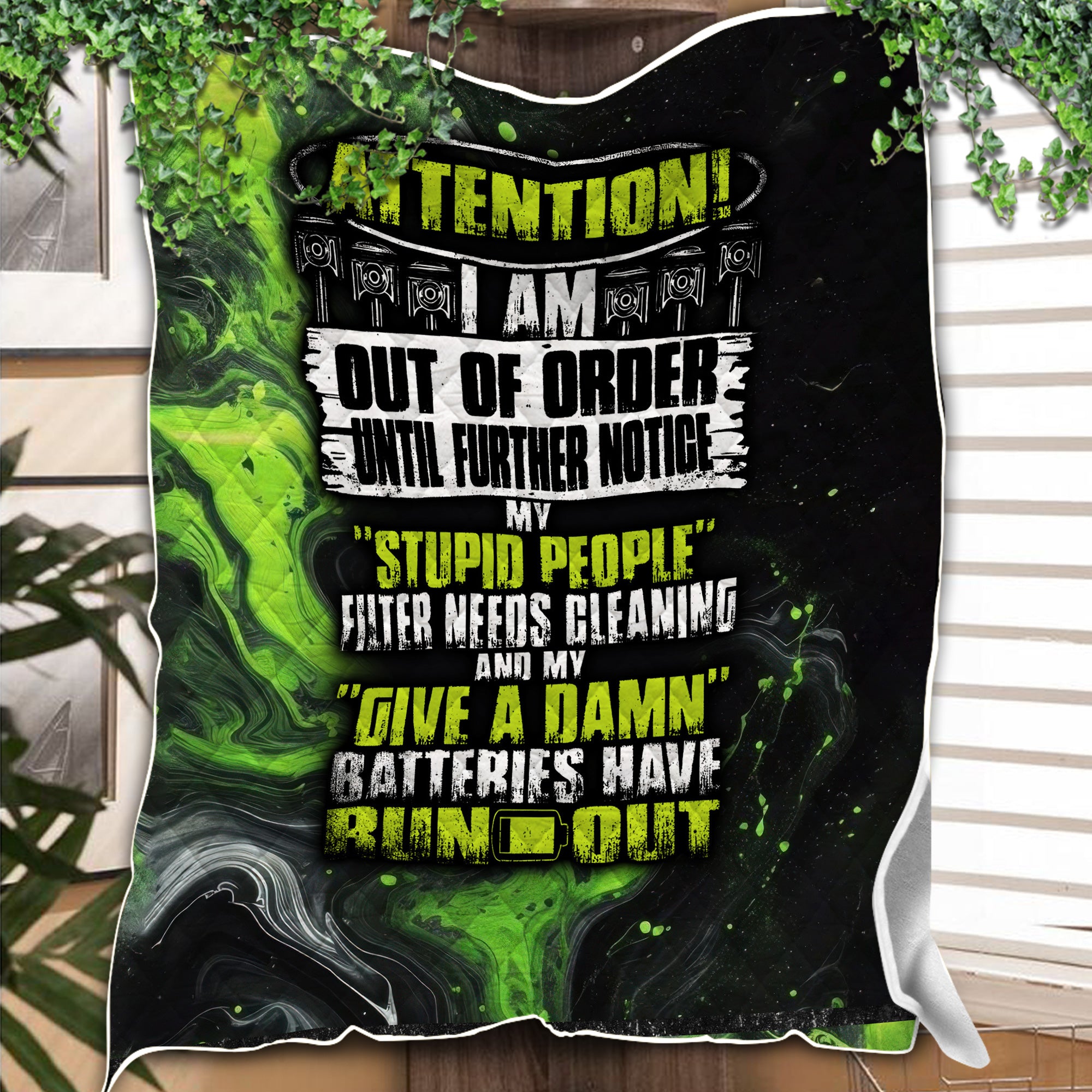 Vintage Mechanic Blanket Attention I Am Out Of Order Until Further Notice Blanket Home Decor