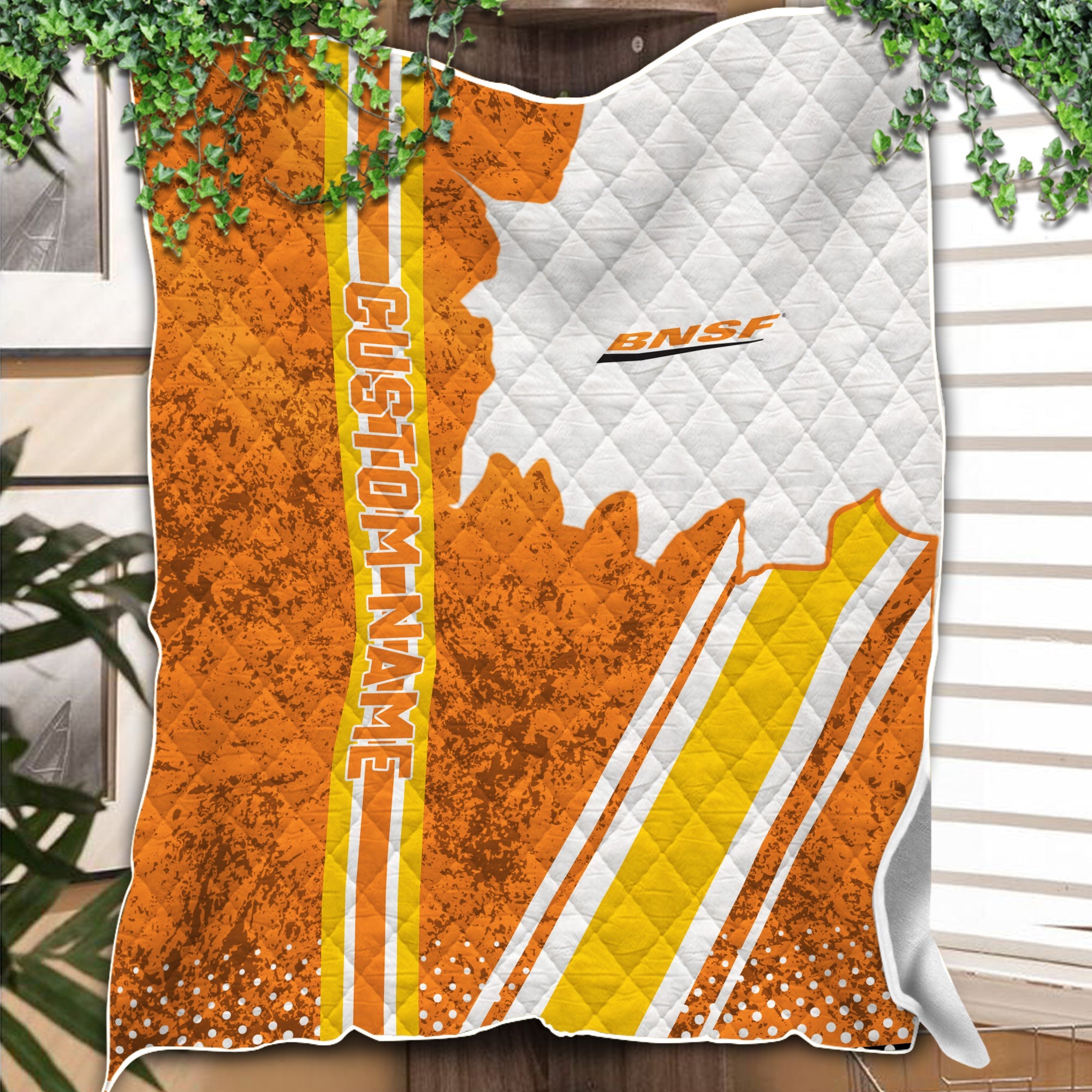 Railspirit Personalized BNSF Railway Premium Quilts Vintage All Over Printed Premium Quilts