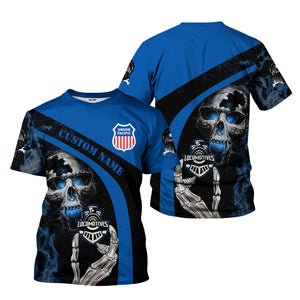 Railspirit Personalized Union Pacific Railroad T-Shirt Flame Skull Design Big Boy Train Shirt for Locomotive Fans