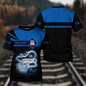 Railspirit Personalized Union Pacific Railroad T Shirt Train Ticket American Locomotive Printed Train