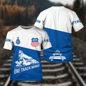 Railspirit Personalized Union Pacific Railroad T Shirt One Track Mind Unisex Train Shirt Gift Idea For Train Lover