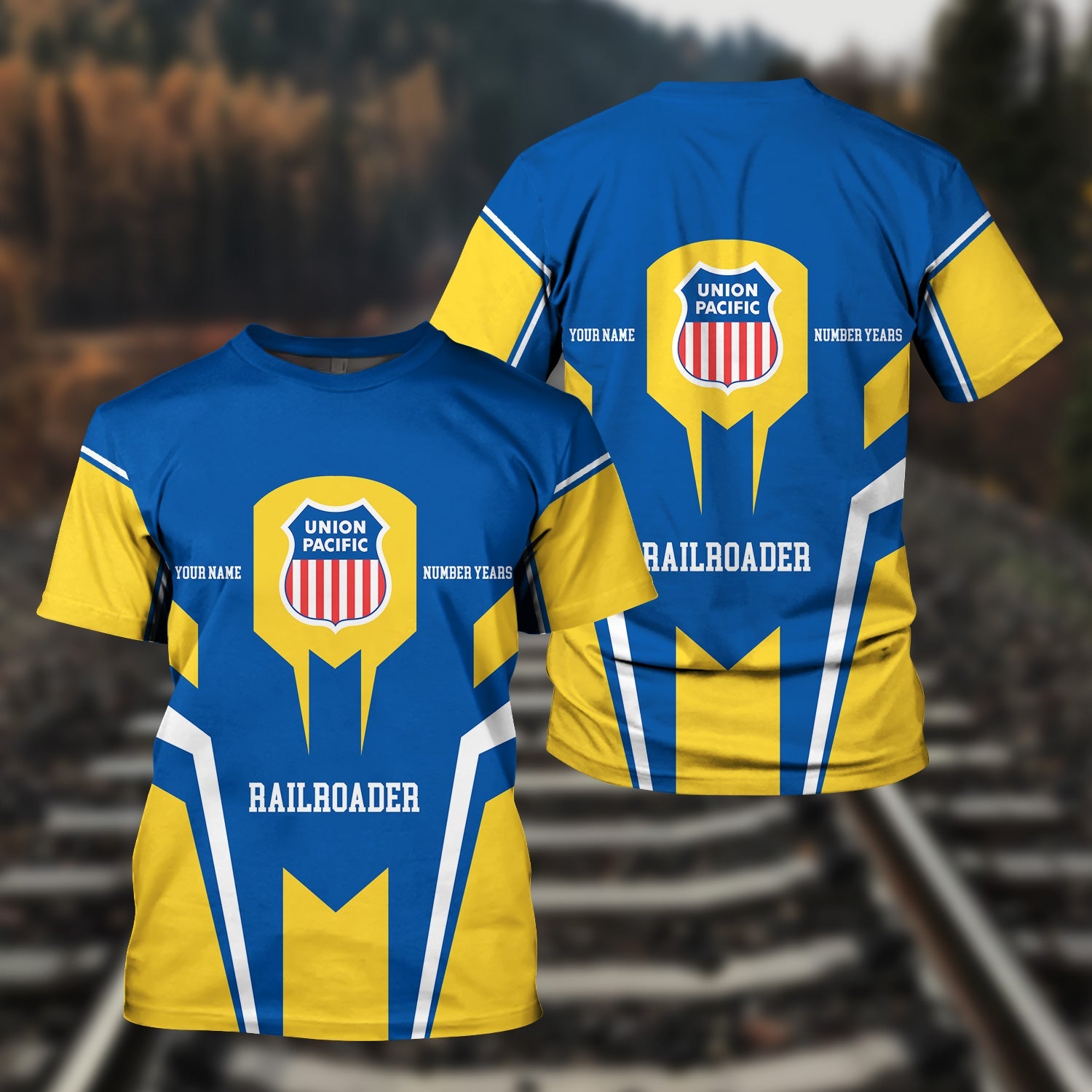 Railspirit Personalized Union Pacific Railroad T-Shirt Custom Year Railroader Big Boy Shirt Gift Idea For Train Lover