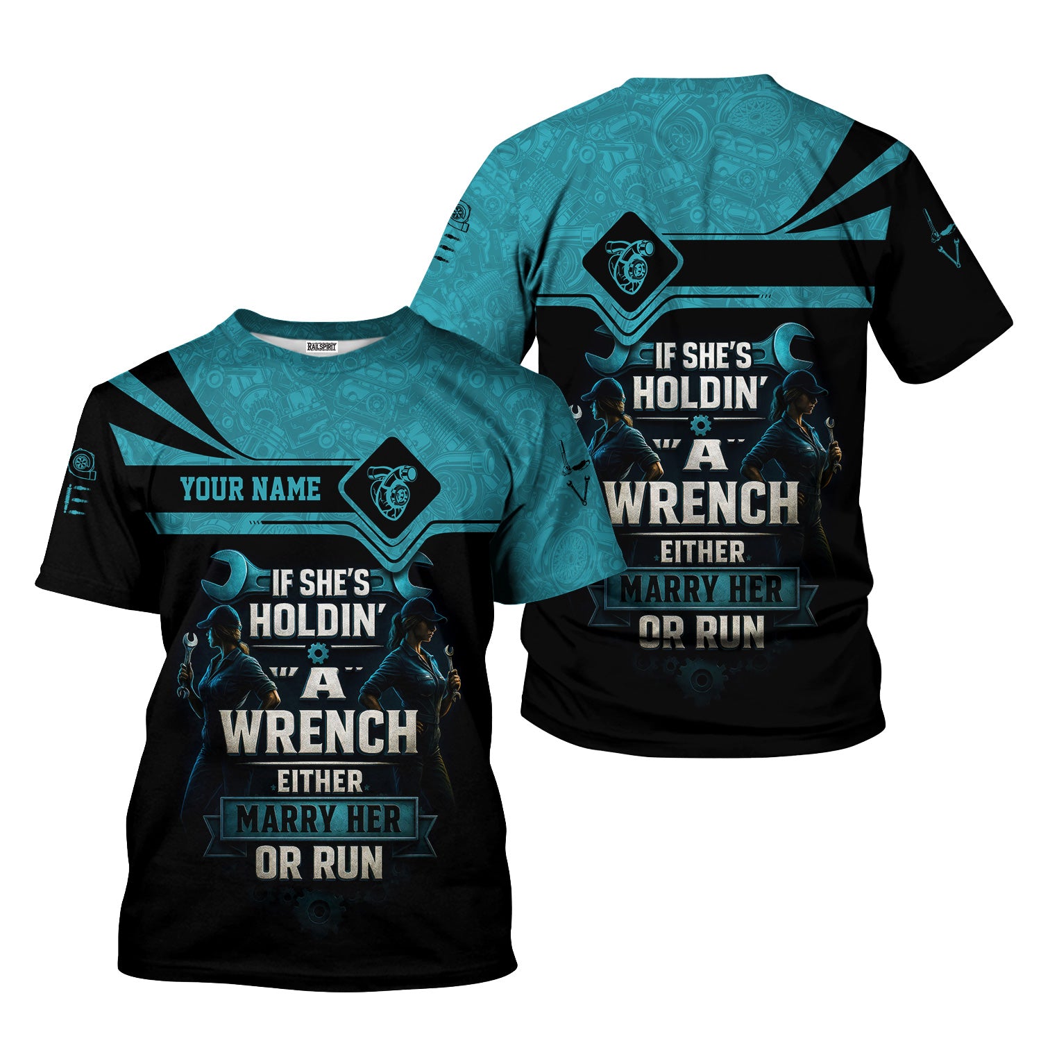 Personalized Mechanic Shirt, If She Holding A Wrench Either Marry Her Or Run, Gift For Men