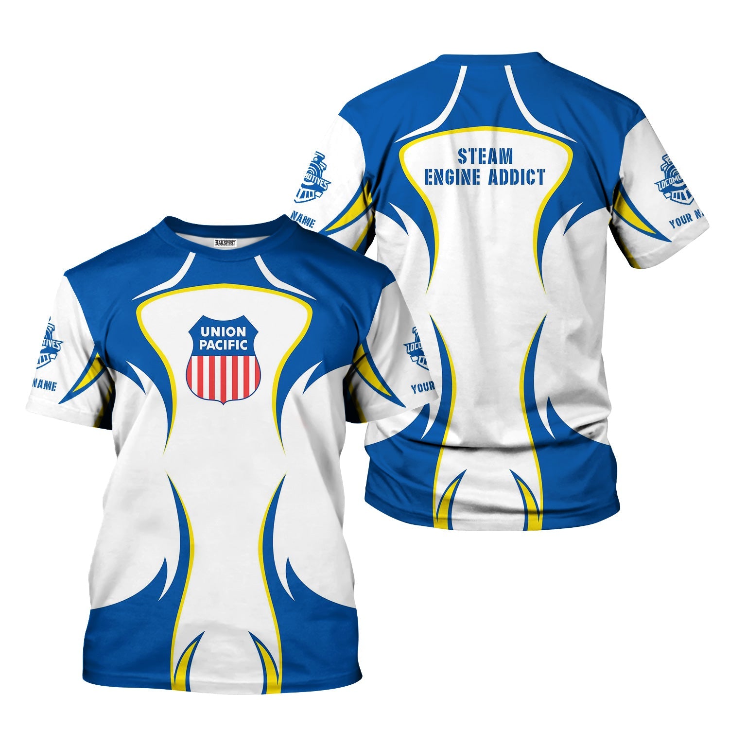 Railspirit Personalized Union Pacific Railroad T-Shirt Distinctive Flame Style Big Boy Shirt For Steam Engine Addict