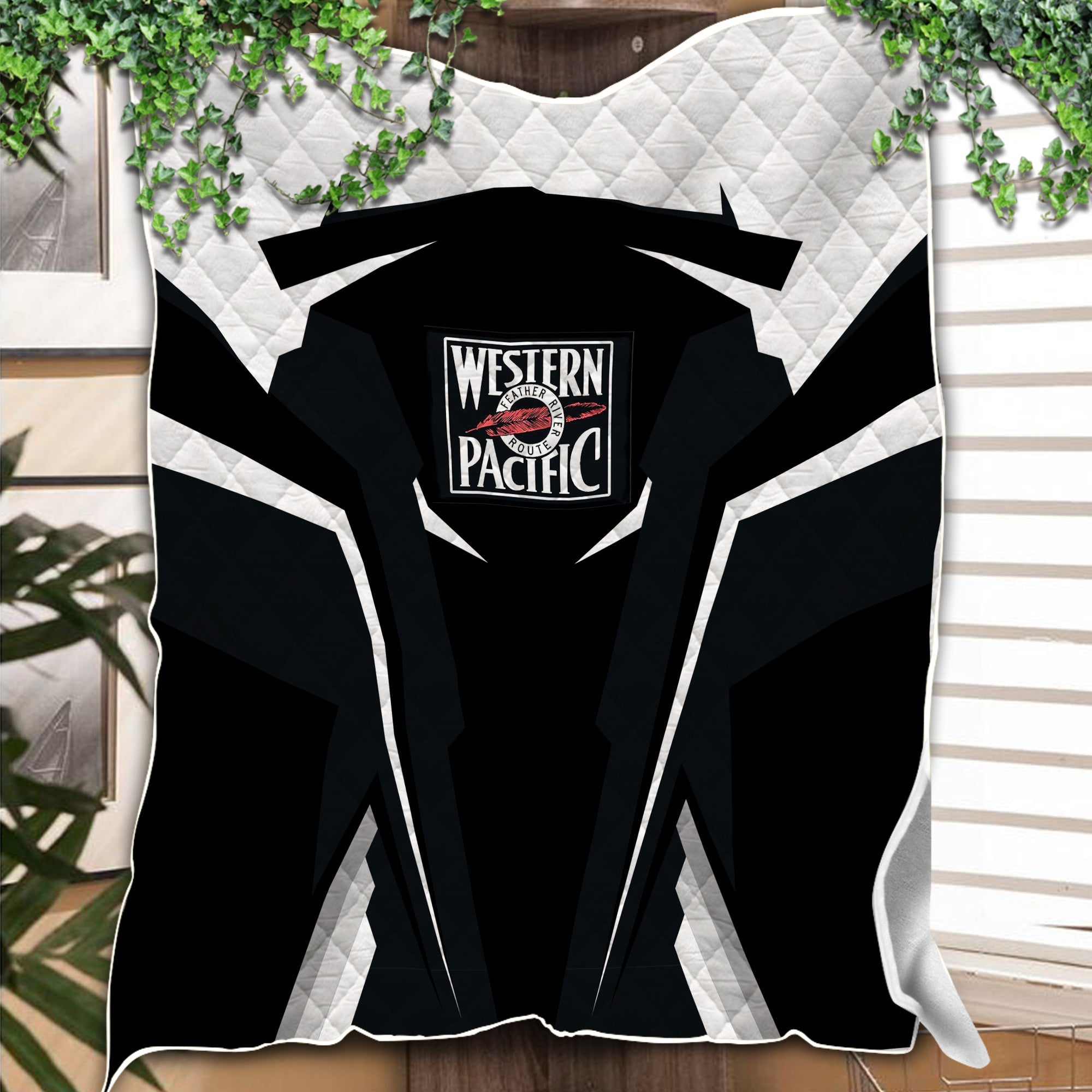 Railspirit Personalized Western Pacific Railroad Premium Quilts Strong Line Train Premium Quilts Gift Idea For Train Lover