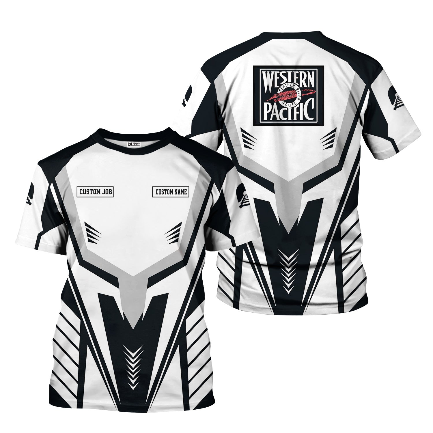 Railspirit Personalized Western Pacific Railroad T-Shirt Workwear-Inspired with Custom Position Train Shirt