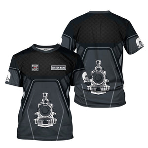 Railspirit Personalized Western Pacific Railroad T-Shirt Steam Locomotive Engine Graphic Train Shirt All Over Print