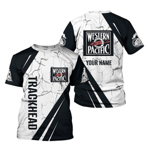 Railspirit Personalized Western Pacific Railroad T-Shirt Crackle Texture Style Shirt For Trackhead