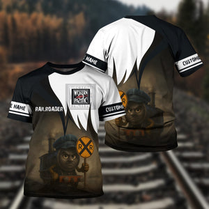 Railspirit Personalized Western Pacific Railroad T-Shirt Angry Train Shirt Gift Idea For Train Lover