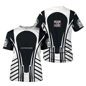 Railspirit Personalized Western Pacific Railroad T-Shirt Striped Railroad Style Train Shirt All Over Print