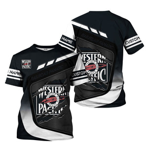 Railspirit Personalized Western Pacific Railroad T-Shirt Ripped Texture Style Train Shirt For Railroad Fanatic