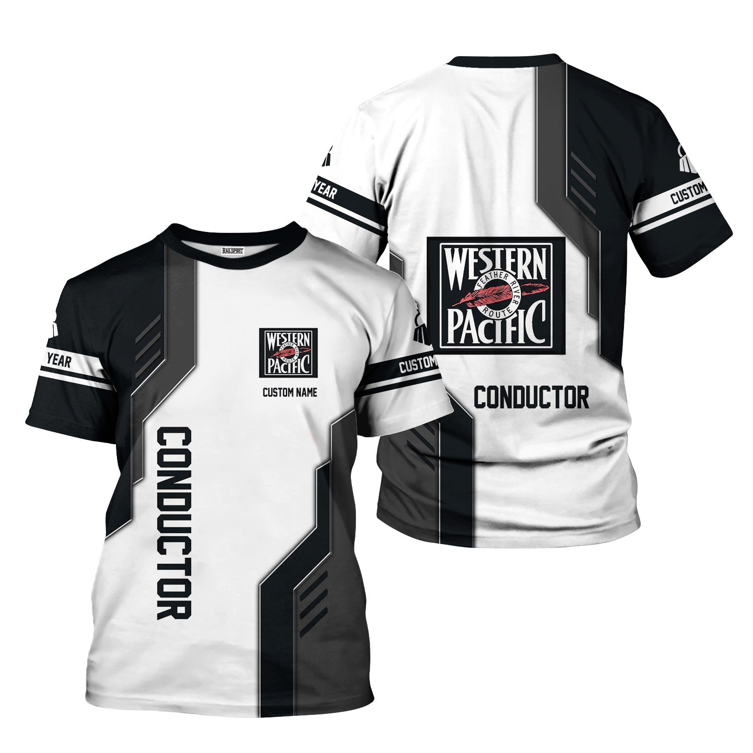 Railspirit Personalized Western Pacific Railroad T-Shirt Unique Railway Style with Custom Job Train Shirt