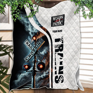 Railspirit Personalized Western Pacific Railroad Premium Quilts Railroad Crossing Sign Quilts All Over Print