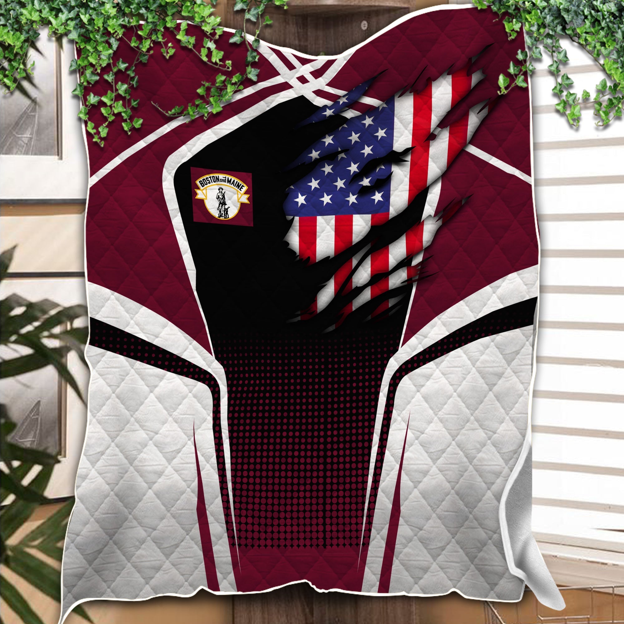 Railspirit Personalized Boston and Maine Railroad Premium Quilts American Vintage All Over Printed Premium Quilts