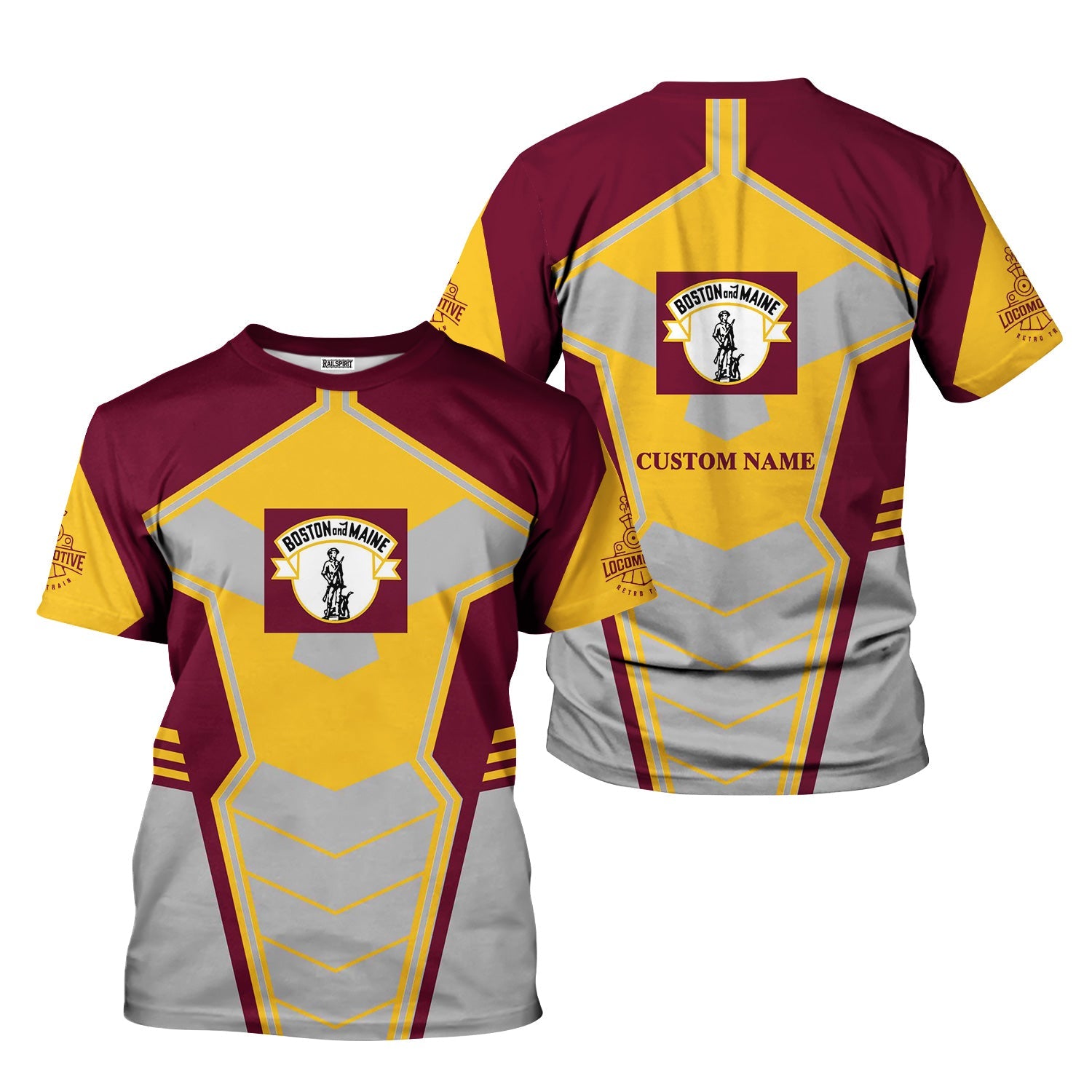 Railspirit Personalized Boston and Maine Railroad T-Shirt Engine-Inspired Style Train Shirt for Railroad Fanatic