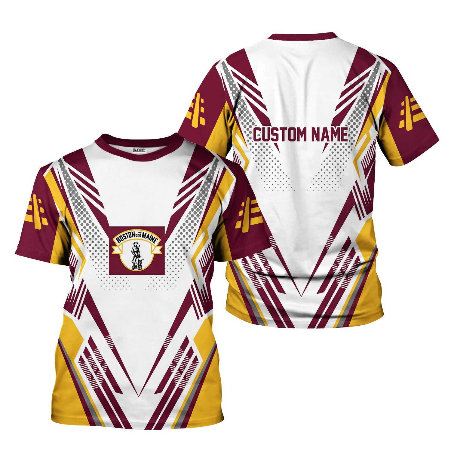 Railspirit Personalized Boston and Maine Railroad T-Shirt Railroad Tribute Design Train Shirt for Train Lovers