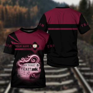 Railspirit Personalized Boston and Maine Railroad T Shirt Train Ticket American Locomotive Printed Train