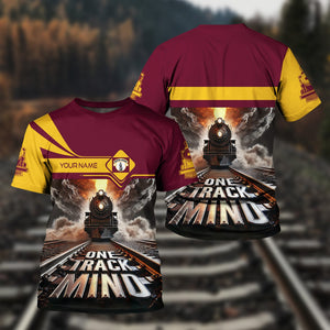 Railspirit Personalized Boston and Maine Railroad T Shirt One Track Mind Train Printed Shirt