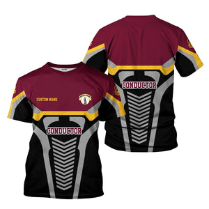 Railspirit Personalized Boston and Maine Railroad T-Shirt Track-Inspired with Custom Job Position Train Shirt