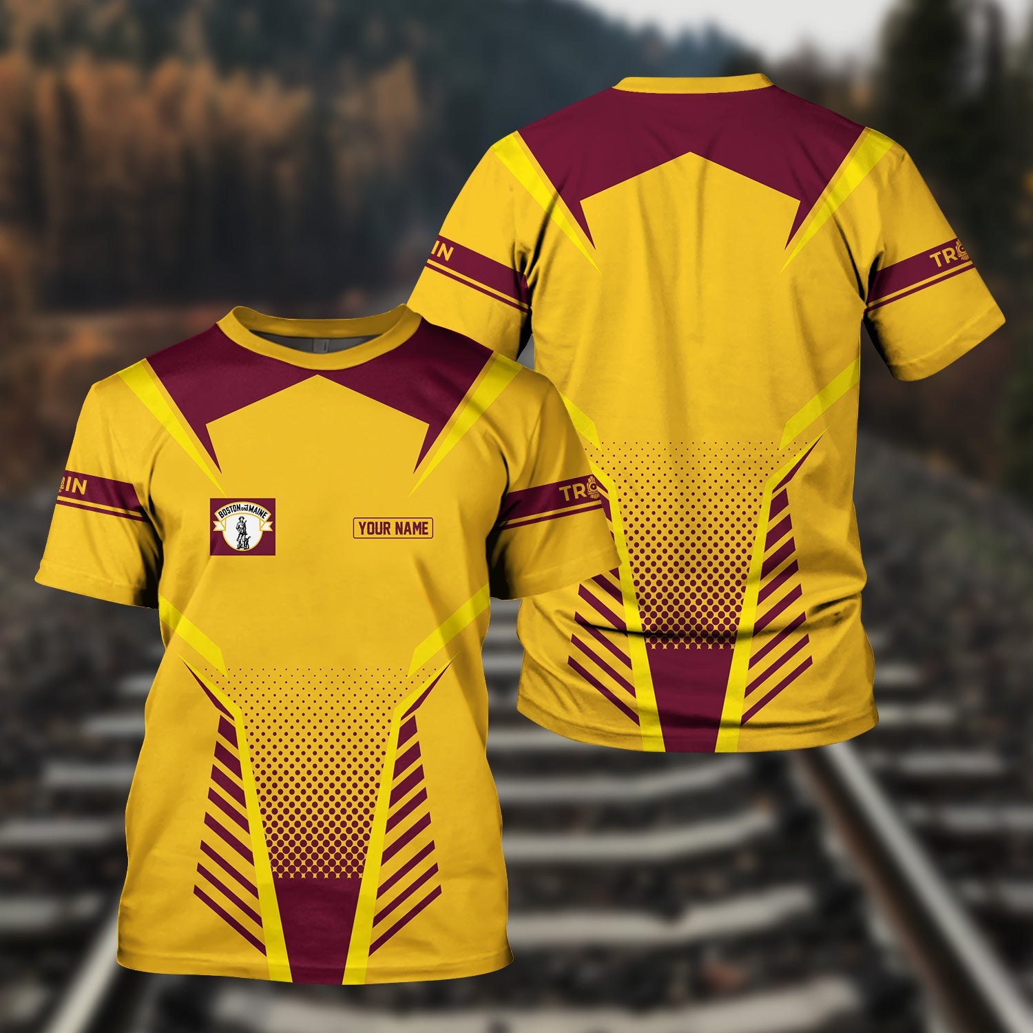 Railspirit Personalized Boston and Maine Railroad T Shirt Unisex Train Shirt All Over Print