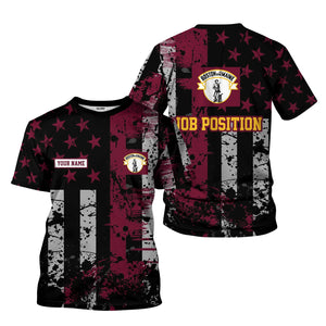 Railspirit Personalized Boston and Maine Railroad T-Shirt Artistic Paint American Flag Style Train Shirt