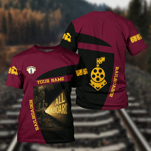 Railspirit Personalized Boston and Maine Railroad T-Shirt All Aboard Steam Train Movie Projector Style Shirt