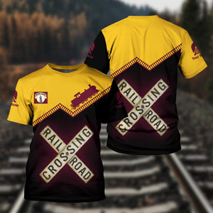 Railspirit Personalized Boston and Maine Railroad T Shirt Railroad Crossing Printed Train Track Shirt