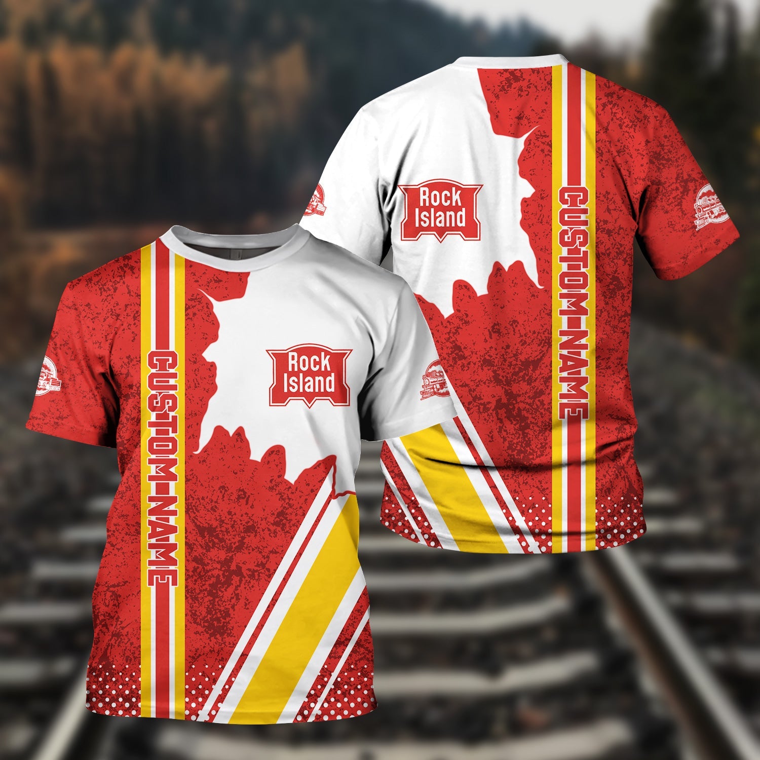 Railspirit Personalized Chicago, Rock Island and Pacific Railroad T-Shirt Rock Island Railroad All Over Printed Unisex Shirt