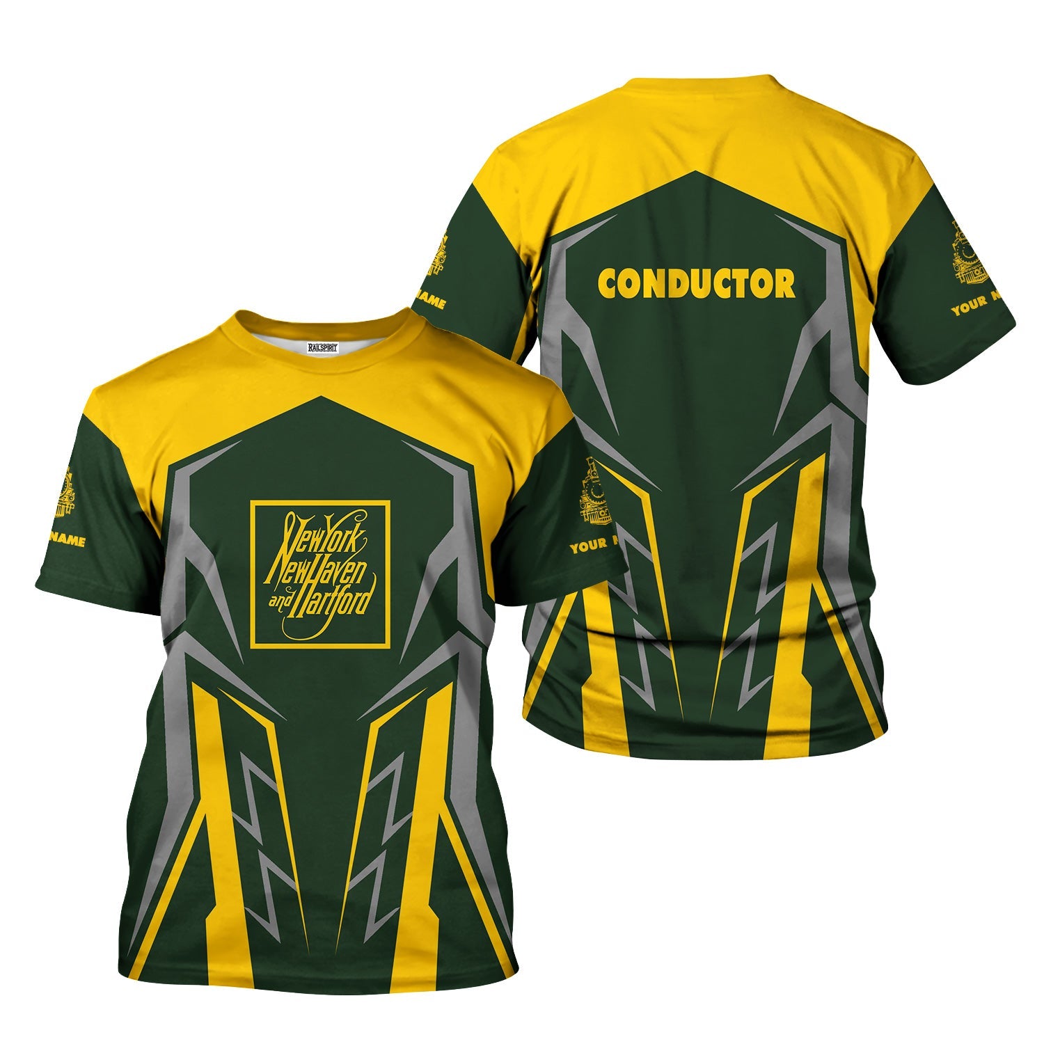 Railspirit Personalized New York, New Haven and Hartford Railroad T-Shirt Futuristic Design with Custom Job New Haven Railroad Train Shirt