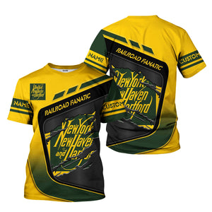 Railspirit Personalized New York, New Haven and Hartford Railroad T-Shirt Ripped Texture Style New Haven Railroad Train Shirt For Railroad Fanatic