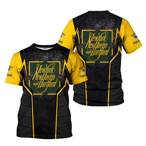 Railspirit Personalized New York, New Haven and Hartford Railroad T-Shirt Cracked Metal Design New Haven Railroad Train Shirt for Rail Enthusiasts