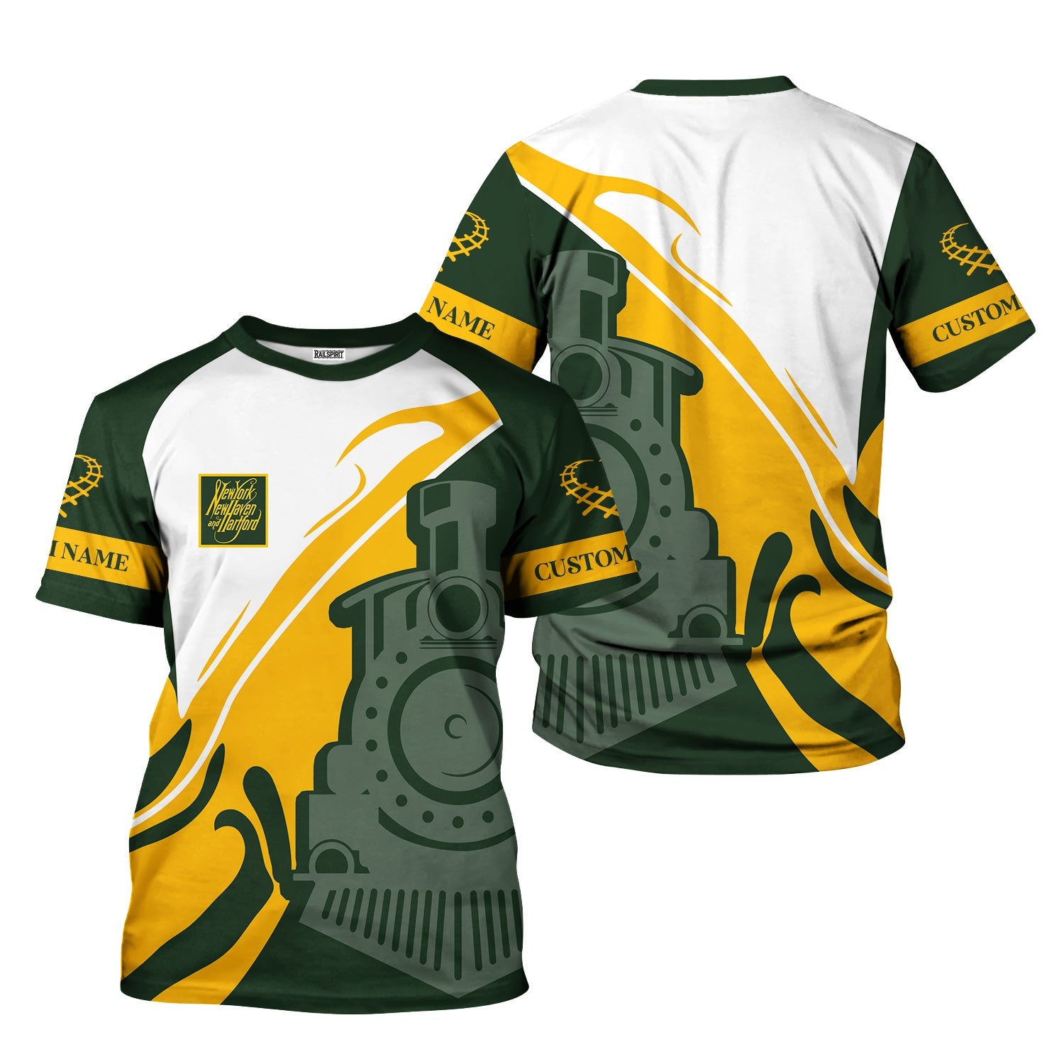 Railspirit Personalized New York, New Haven and Hartford Railroad T-Shirt Flame-Inspired Style New Haven Railroad Shirt Gift Idea For Train Lovers