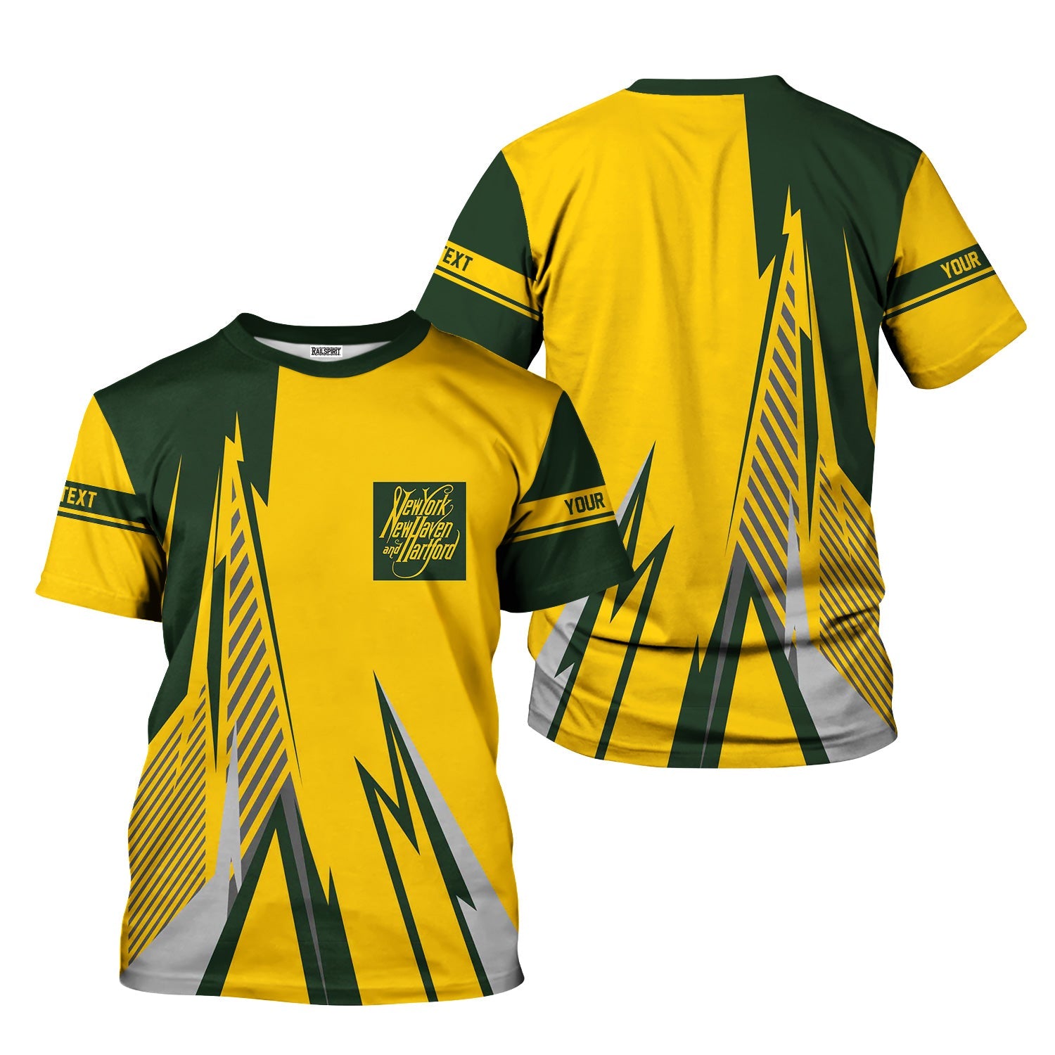 Railspirit Personalized New York, New Haven and Hartford Railroad T-Shirt Lightning-Inspired Railway Style New Haven Railroad Shirt For Train Lovers