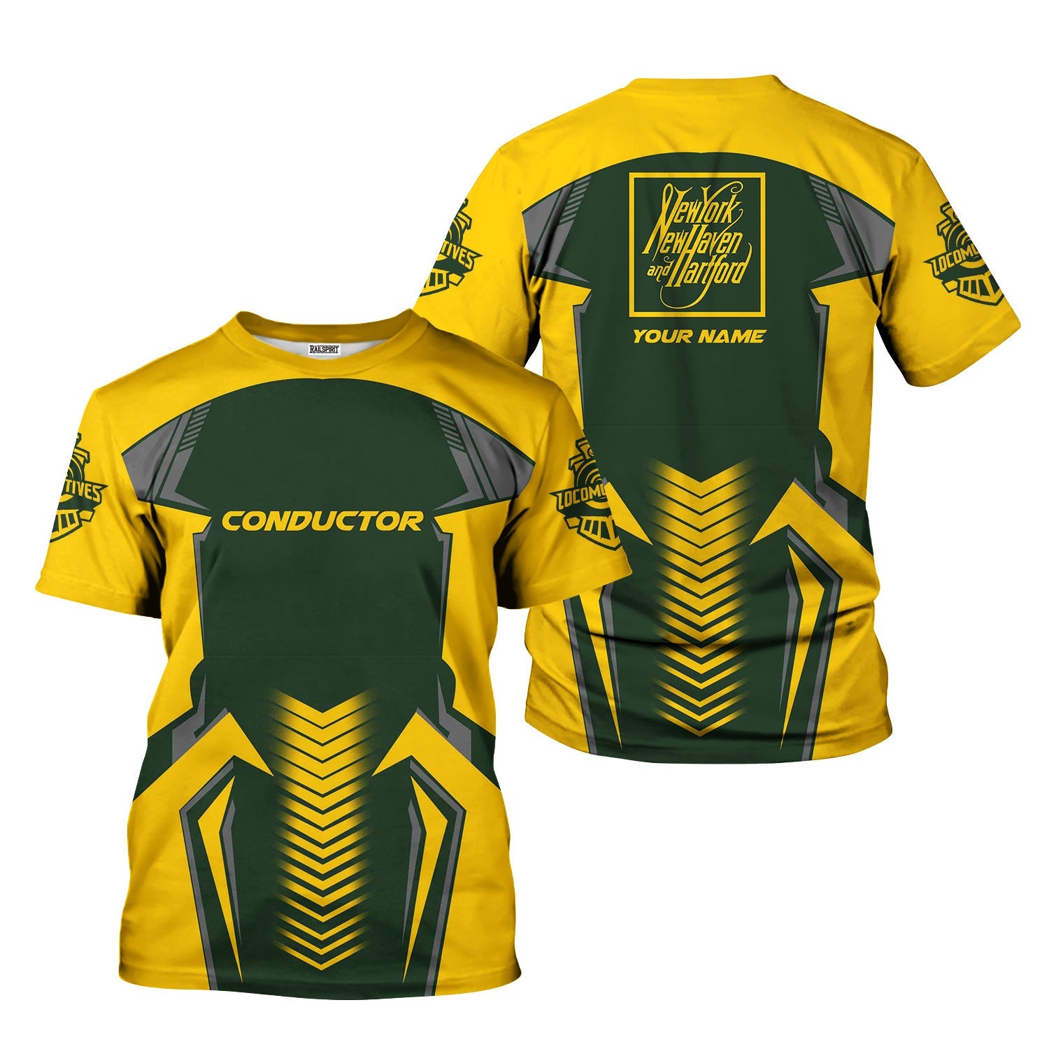 Railspirit Personalized New York, New Haven and Hartford Railroad T-Shirt Standout Style with Custom Position New Haven Railroad Train Shirt