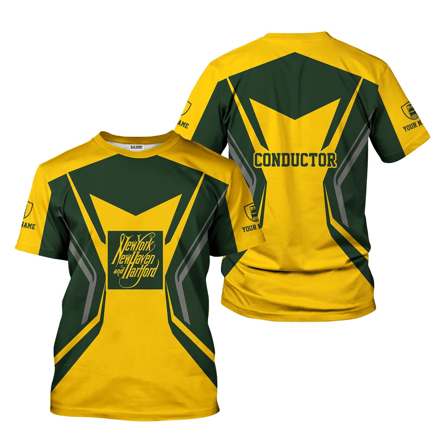 Railspirit Personalized New York, New Haven and Hartford Railroad T-Shirt Unique Style with Custom Job New Haven Railroad Train Shirt