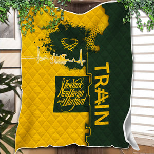 Railspirit New York, New Haven and Hartford Railroad Premium Quilts Engine Heartbeat and Track Love Style New Haven Railroad Quilts