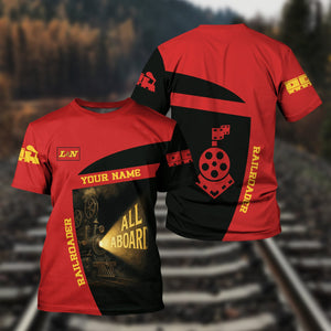 Railspirit Personalized Louisville and Nashville Railroad T-Shirt All Aboard Steam Train Movie Projector Style L&N Shirt