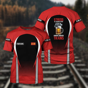 Railspirit Personalized Louisville and Nashville Railroad T Shirt Stress Is Caused By Not Having Enough Trains L&N Shirt All Over Print