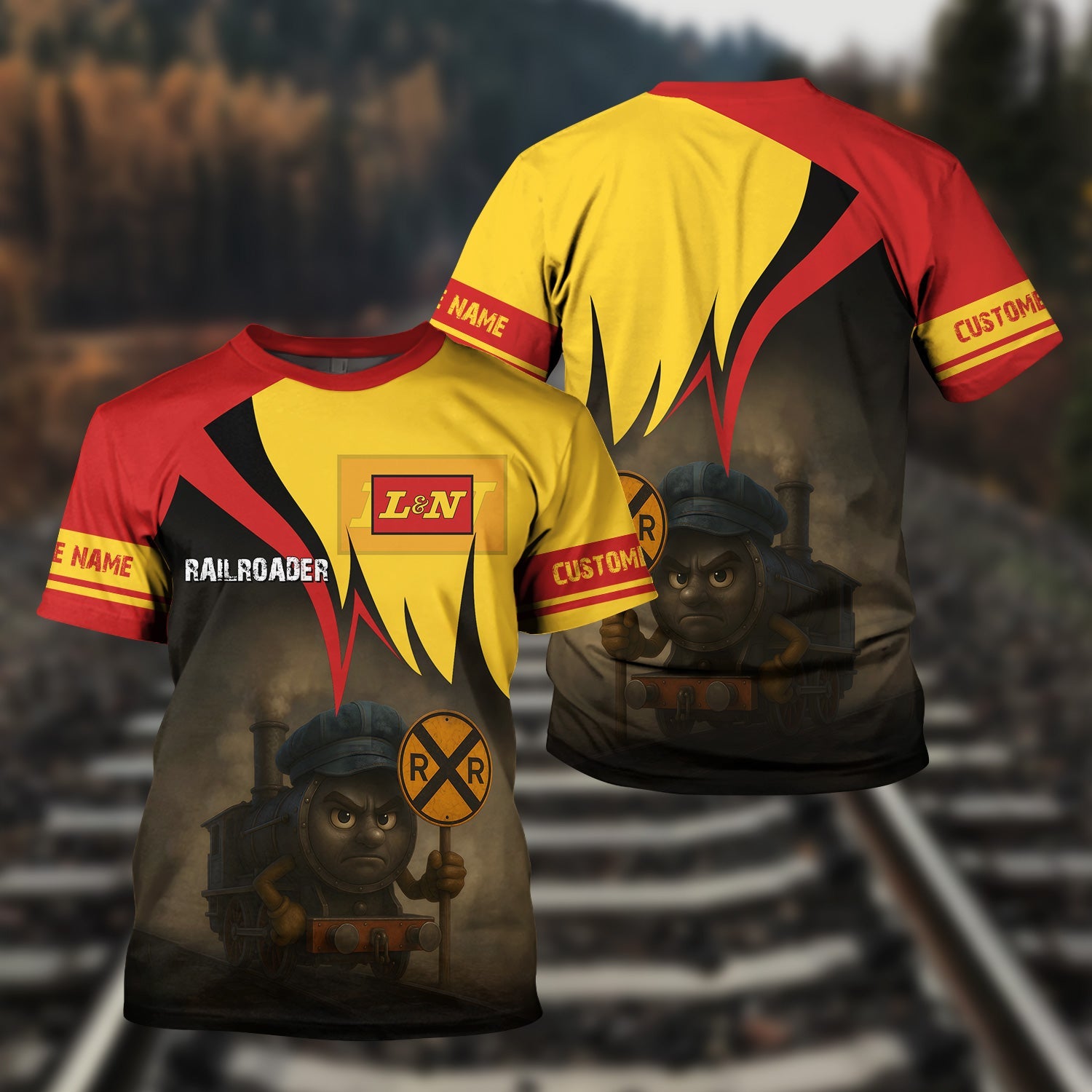 Railspirit Personalized Louisville and Nashville Railroad T-Shirt Angry Train L&N T-Shirt Gift Idea For Train Lover