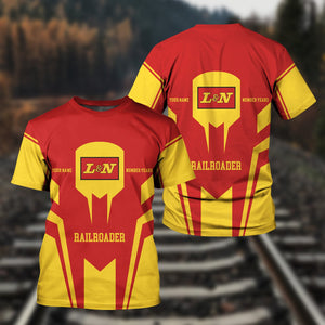 Railspirit Personalized Louisville and Nashville Railroad T-Shirt Custom Year Railroader L&N Shirt Gift Idea For Train Lover