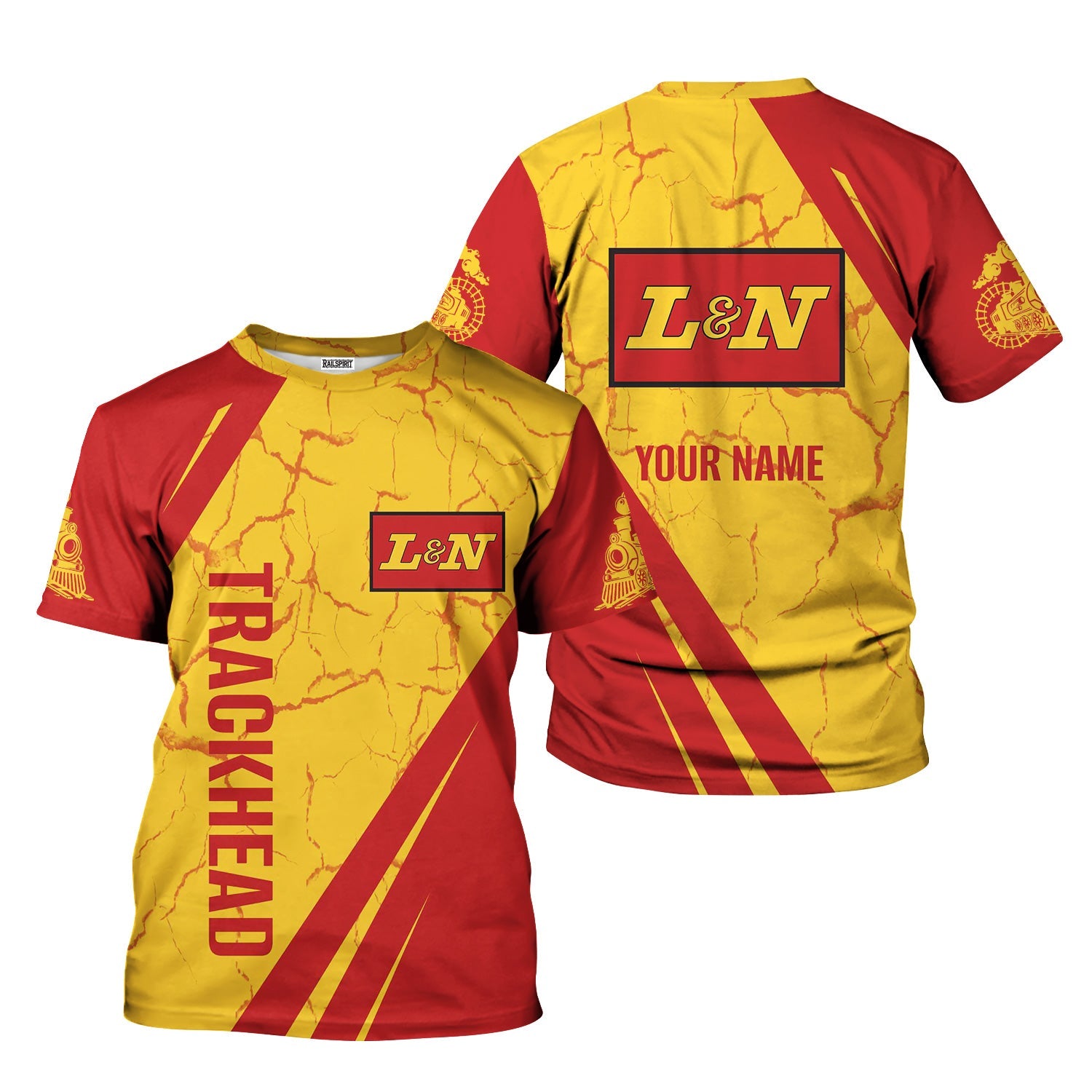 Railspirit Personalized Louisville and Nashville Railroad T-Shirt Crackle Texture Style L&N Shirt For Trackhead