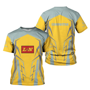 Railspirit Personalized Louisville and Nashville Railroad T-Shirt Futuristic Design with Custom Job L&N Train Shirt
