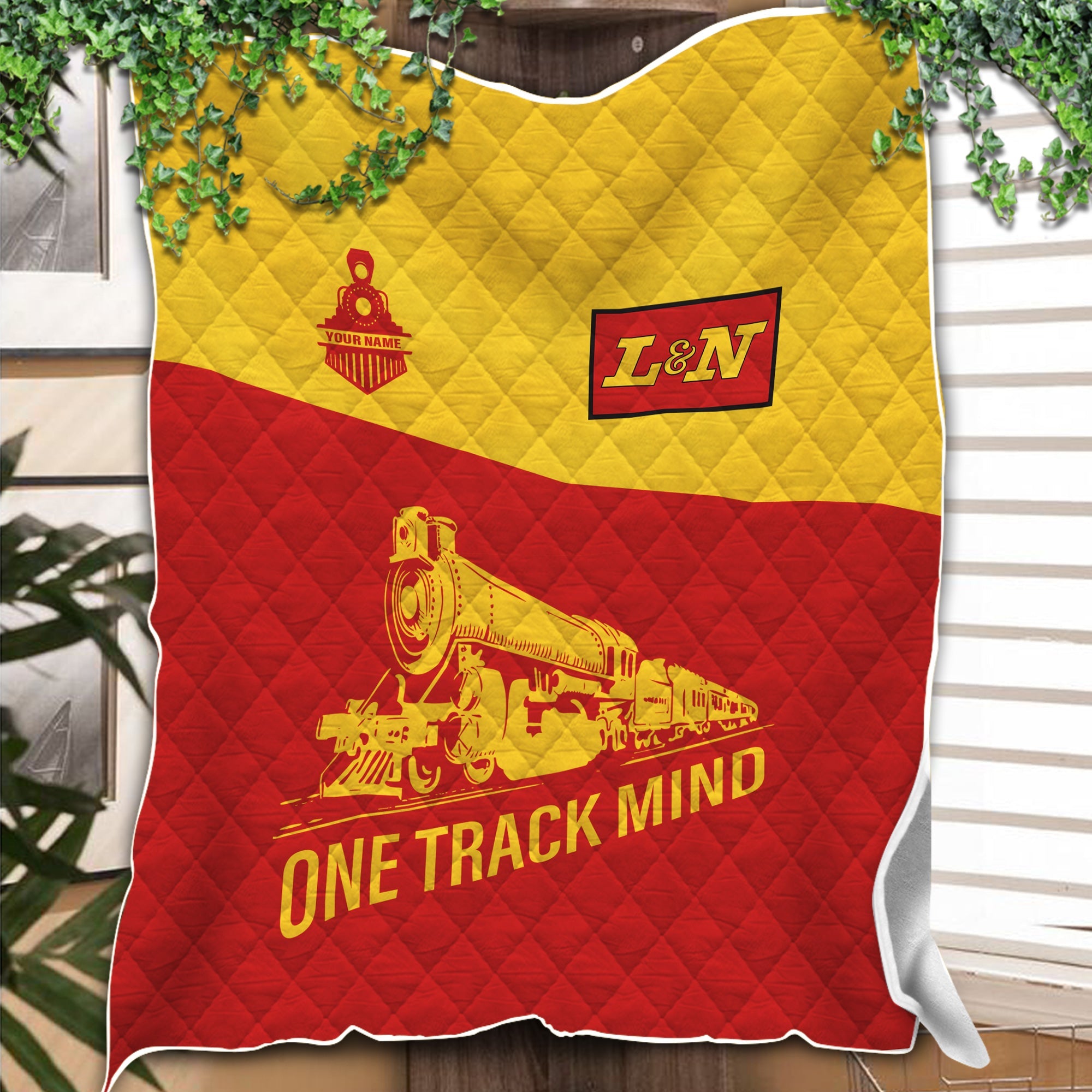 Railspirit Personalized Louisville and Nashville Railroad Premium Quilt One Track Mind L&N Train Premium Quilt Gift Idea For Train Lover