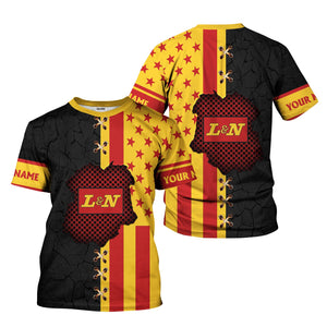 Railspirit Personalized Louisville and Nashville Railroad T-Shirt American Flag with Crack Effect L&N Train Shirt